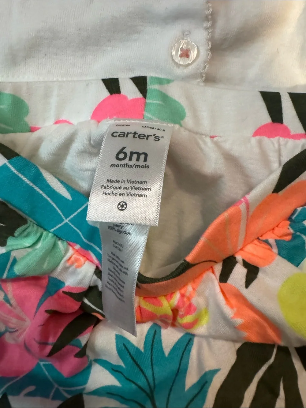Carter's White Baby Onesie lot of 2 tropical vibe 6-9 months items